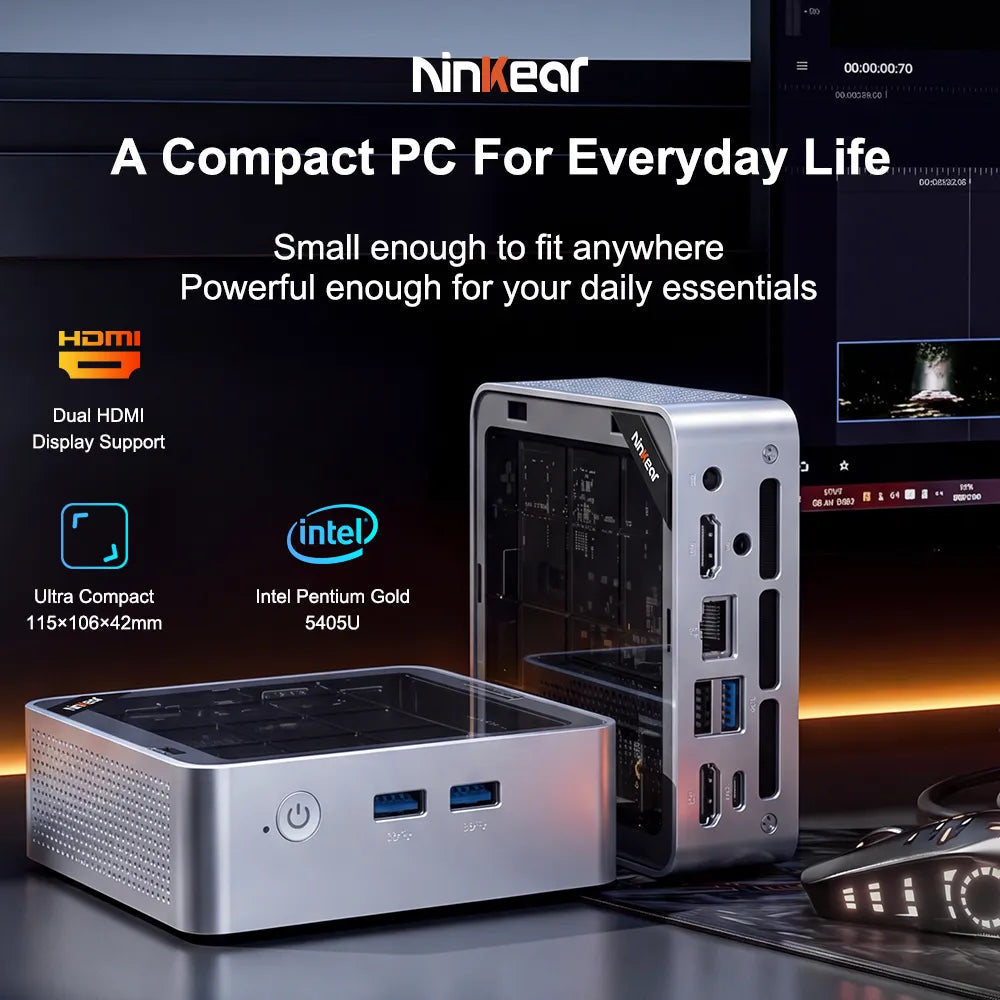 Ninkear M5 Neo Mini PC Intel® Pentium® Gold 5405U Compact & Ultra-Quiet