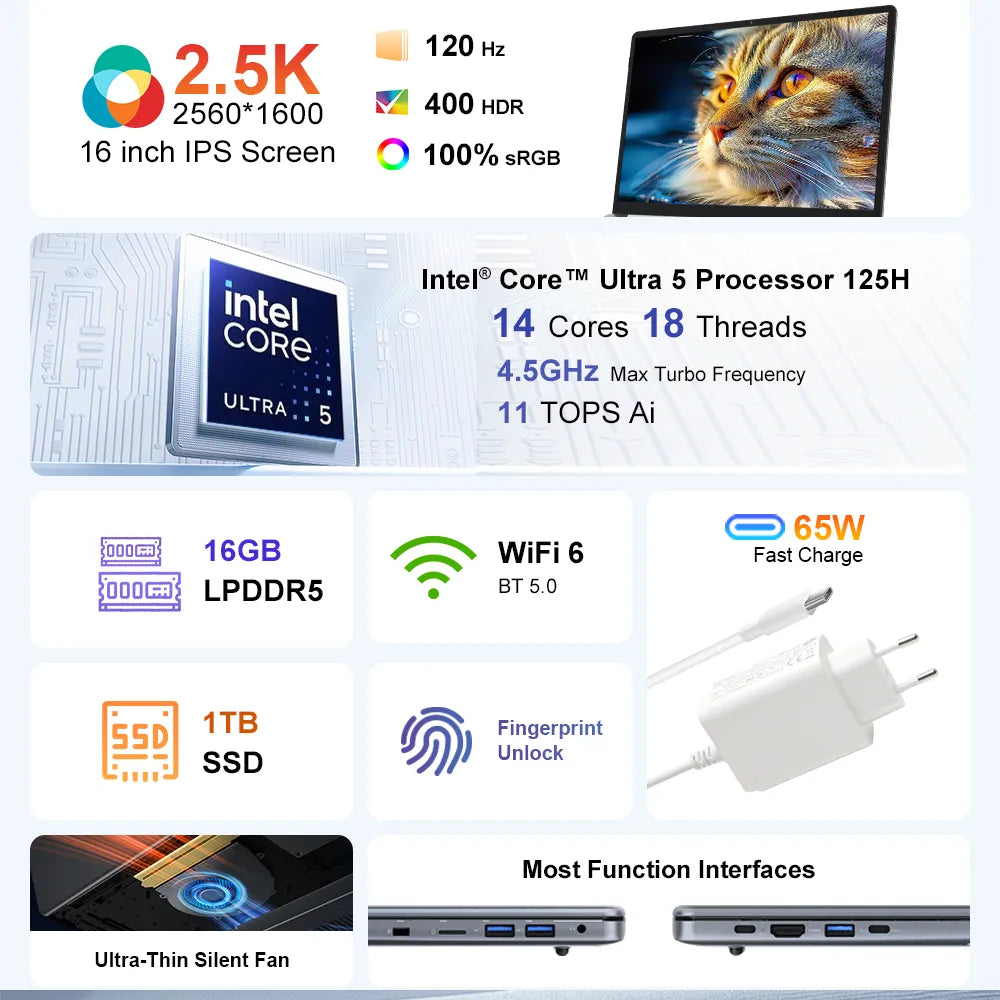 Ninkear N16 Pro Intel® Core™ Ultra 5 125H  High Performance Laptop for Professional Work