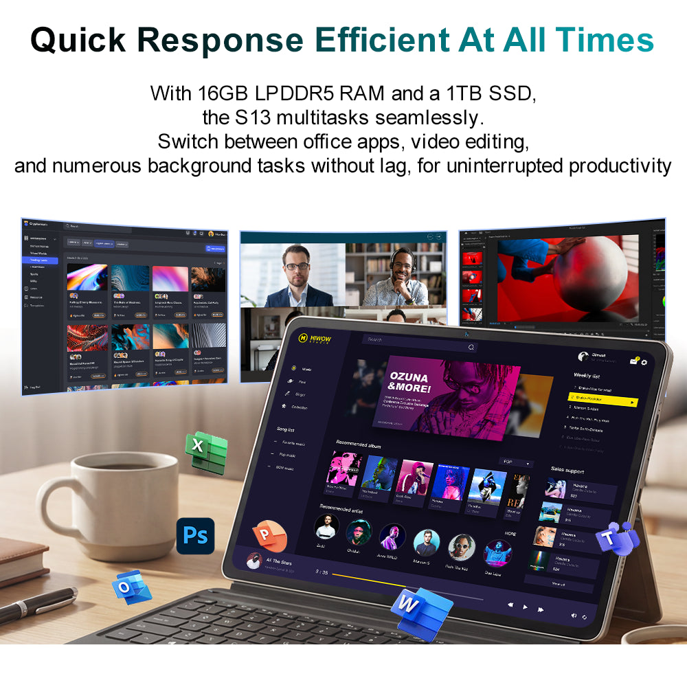 Ninkear S13 Intel Core Ultra 5 115U 2 in 1 Tablet Touch Screen Laptop