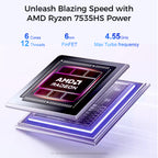 Ninkear S14 AMD Ryzen 5 7535HS Ultra-Slim & Lightweight Laptop for Highly Portable Mobile Office