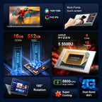 Ninkear YBOOK 15 AMD Ryzen™5 5500U  360° filp 2 in 1 Tablet Touch Screen Laptop